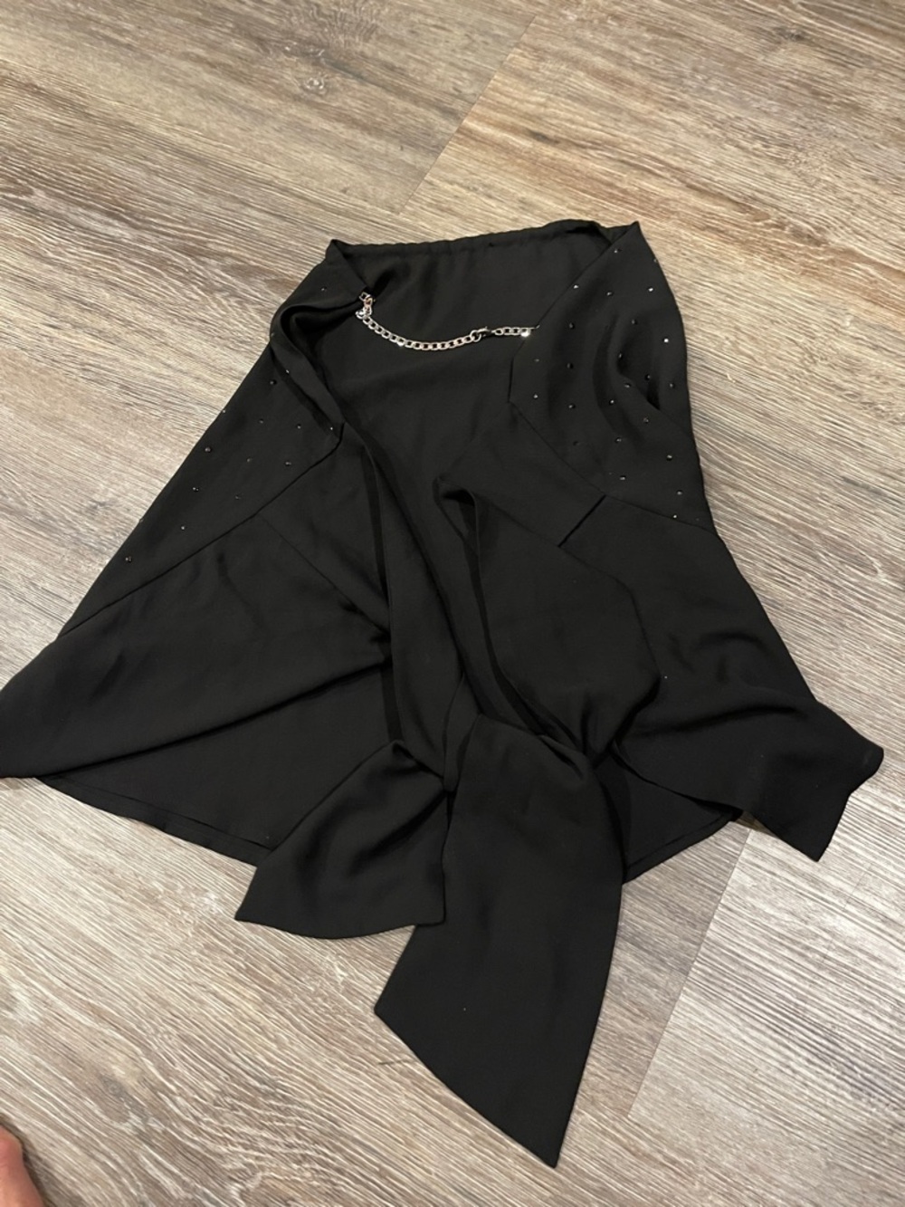 Express Black Open Front Draped Cardigan with Stud Accents